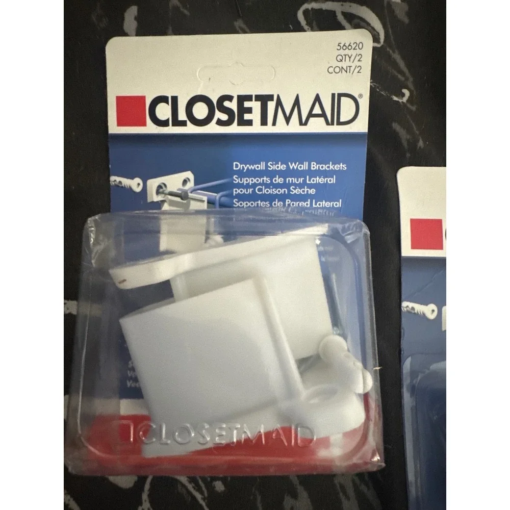 ClosetMaid 56620 Drywall Side Wall Brackets for Wire Shelving White 2 Packs of 2